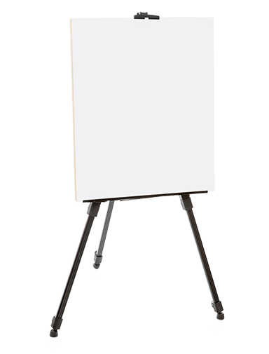 Trial board on easel ready for presentation