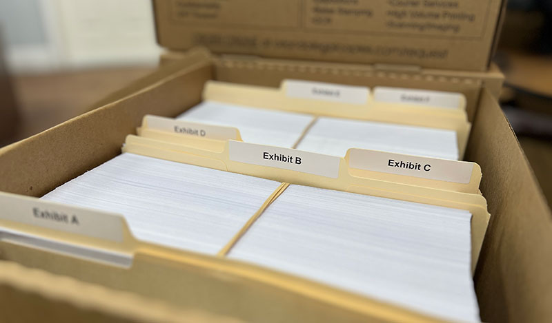 Labeled exhibit folders