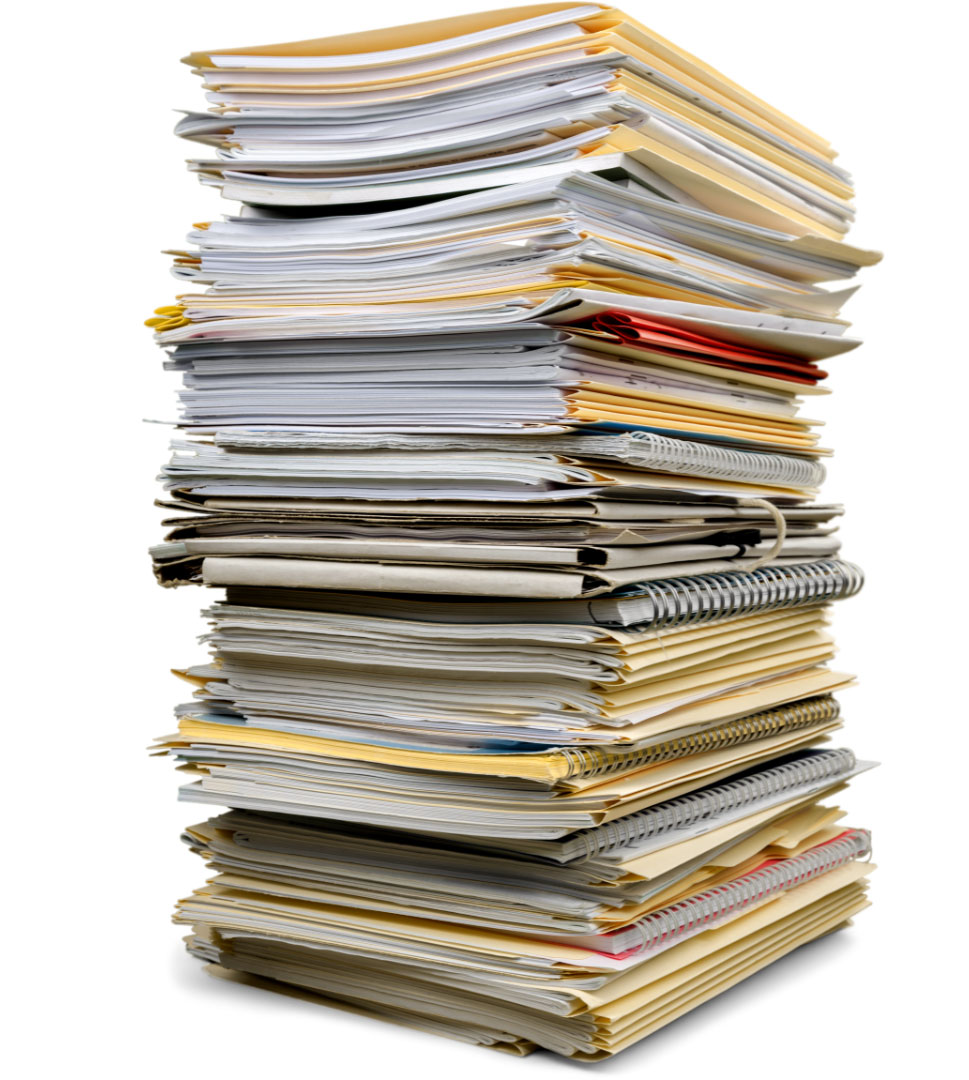 Stacks of prepared legal document binders
